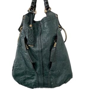 OR YANY Leather Boho Convertible Hunter Green Purse Hand Held Crossbody Bag